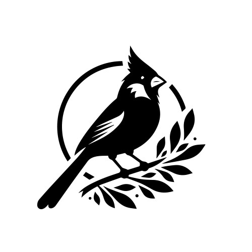 Silhouette of a cardinal bird on white vector image