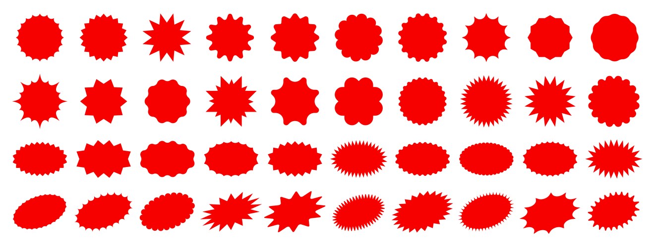 Red starburst sale price stickers and labels set vector image