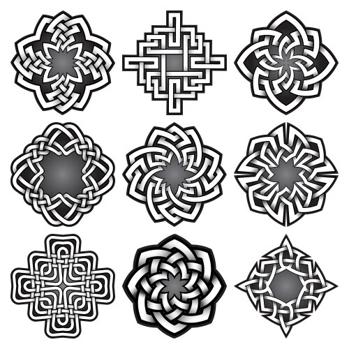 Set of logo symbols in celtic knots style vector image