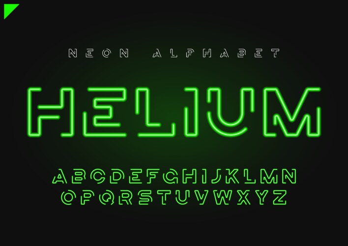 Helium futuristic linear neon alphabet vector image