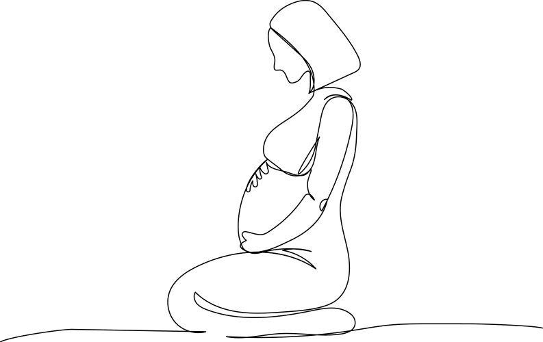 pregnant woman sitting and stroking her belly one vector image