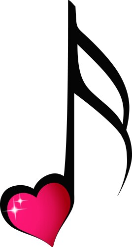 Music note with shiny heart vector image