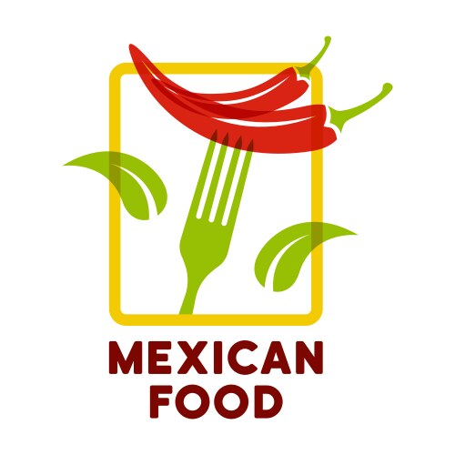 Mexican food label emblem badge or logo vector image