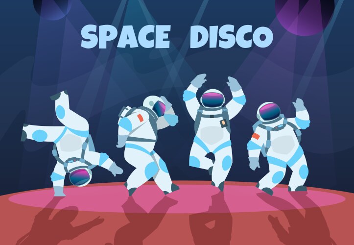 Party astronauts retro dancing spaceman disco vector image