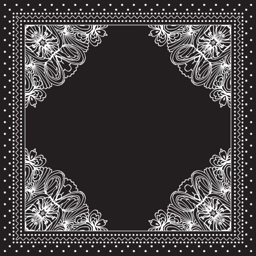 Black and white bandana print design with borders vector image