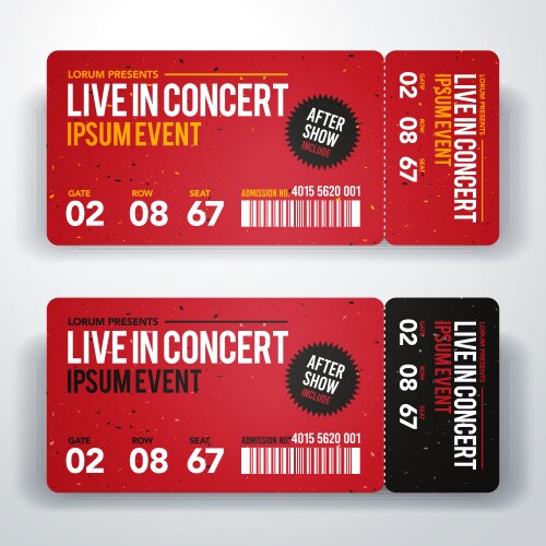 Concert ticket design template for party festival vector image