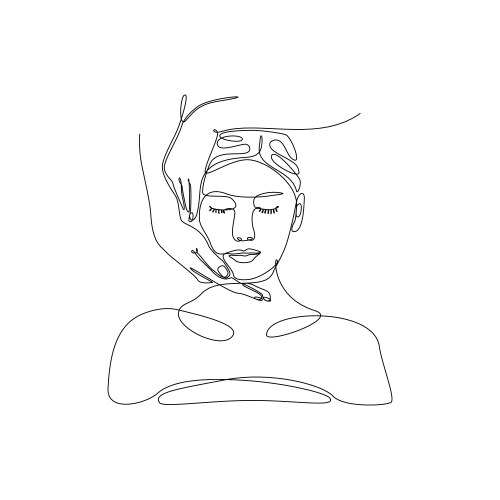 Continuous line drawing two hands doing massage vector image