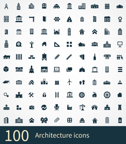 100 architecture icon vector image