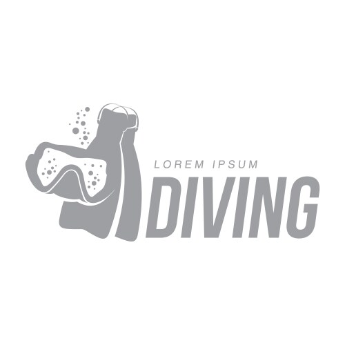 Black white graphic diving logo template with mask vector image