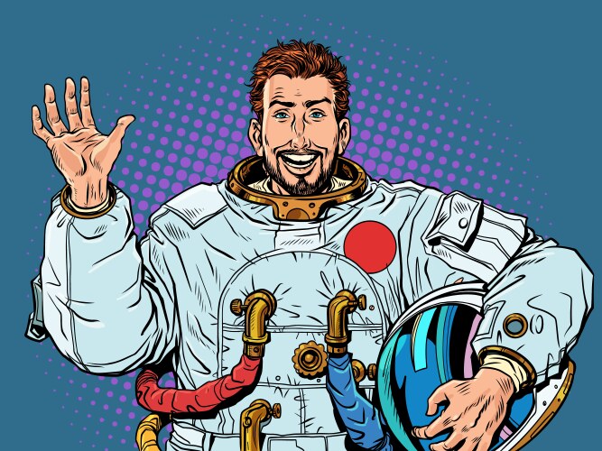 pop art retro a male astronaut looks forward vector image