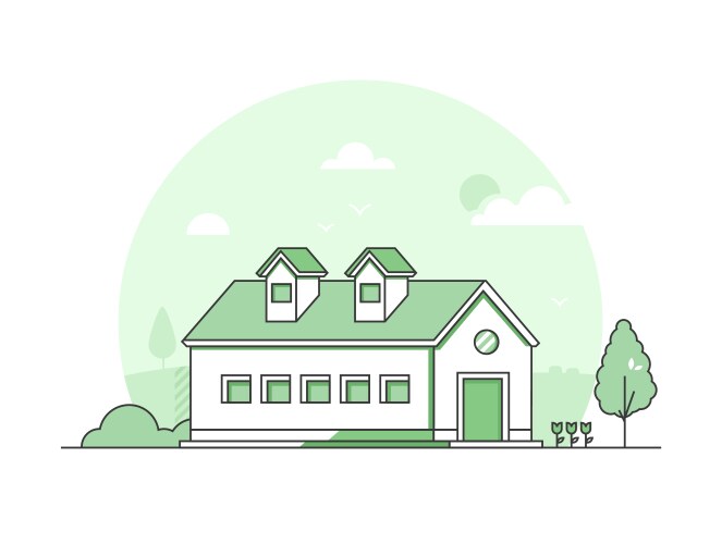 Farm house - modern thin line design style vector image