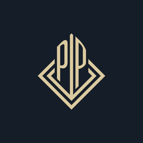 Initials pp logo rhombus lines shape style luxury vector image