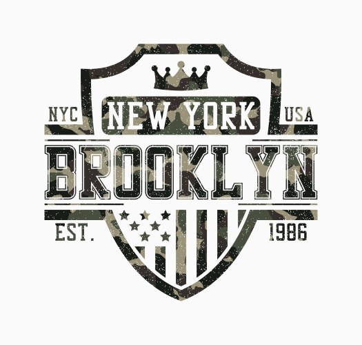 Brooklyn shield design for camouflage t-shirt vector image