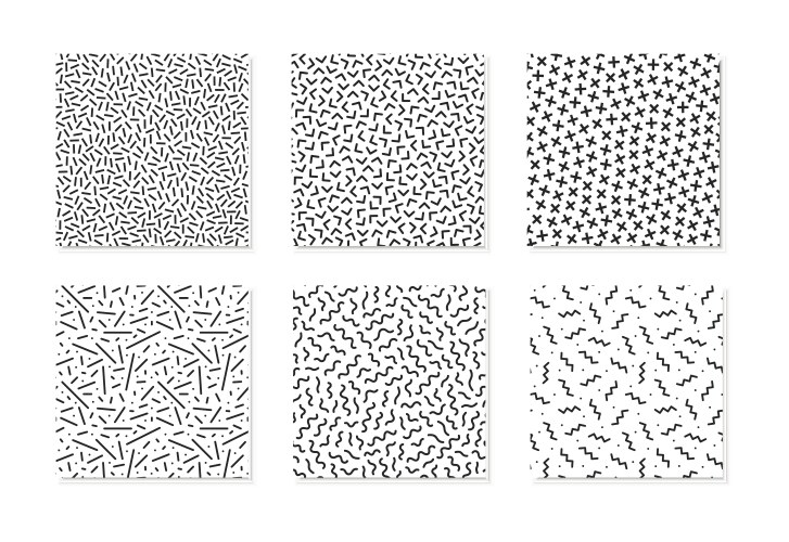 Collection of seamless memphis patterns cards vector image