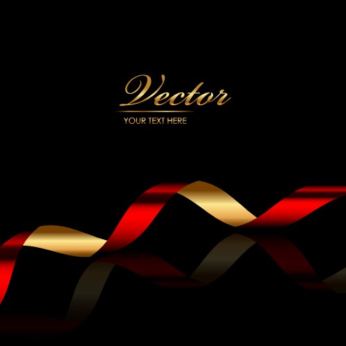 background with red gold ribbon vector image