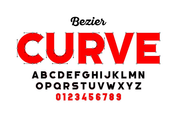 Bezier curves style font vector image