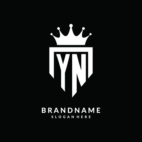 Letter yn logo monogram emblem style with crown vector image