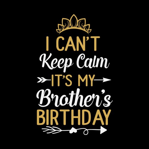 i cant keep calm its my brother birthday shirt h vector image