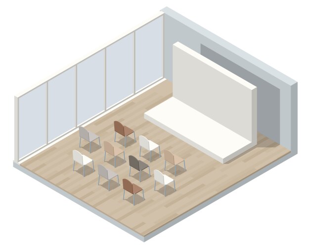 isometric lecture hall audience an empty vector image