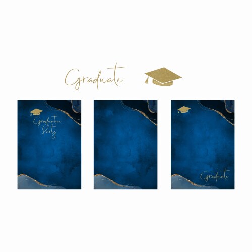 Blue golden frame graduate card vector image