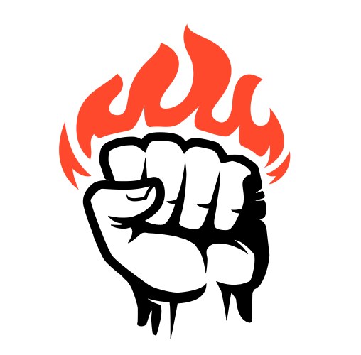 Blazing fist icon or symbol strength strong vector image