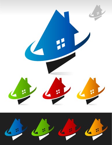 House real estate swoosh logo icons vector image