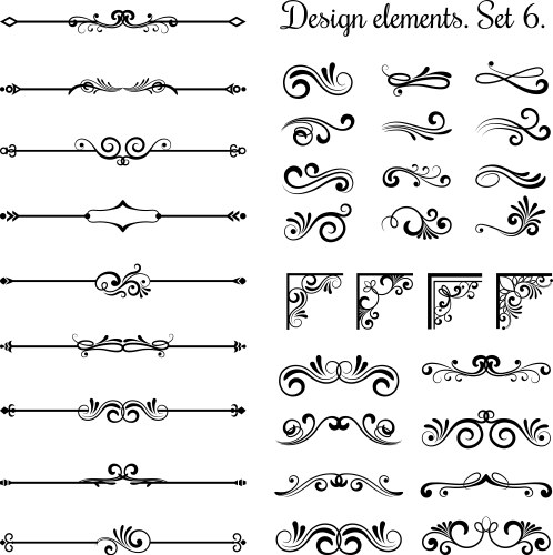 Ornamental borders and flourish corners royal vector image