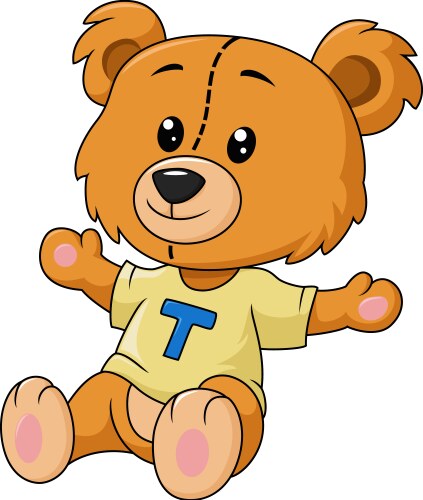 Cute teddy bear cartoon on white background vector image