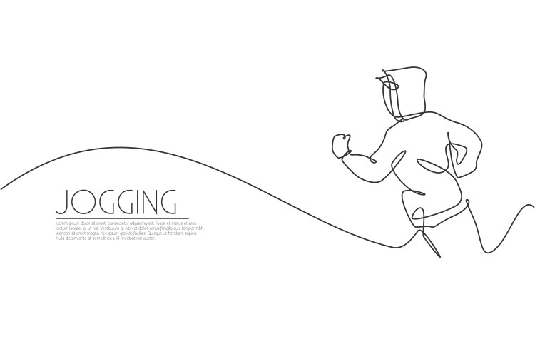 One single line drawing young energetic man vector image