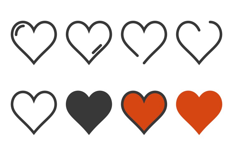 Heart shape icons symbol of love vector image