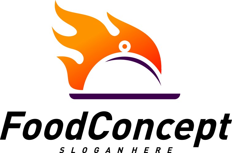 Hot food logo concept fast cooking design vector image