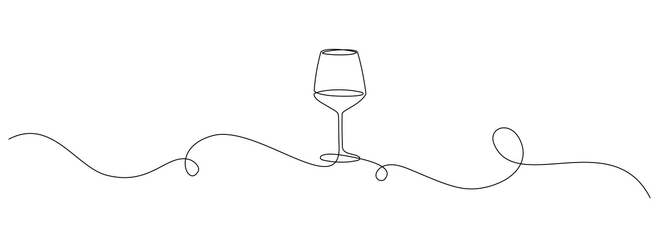 continuous one line drawing of glass wine vector image