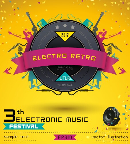 Electro retro music festival vector image