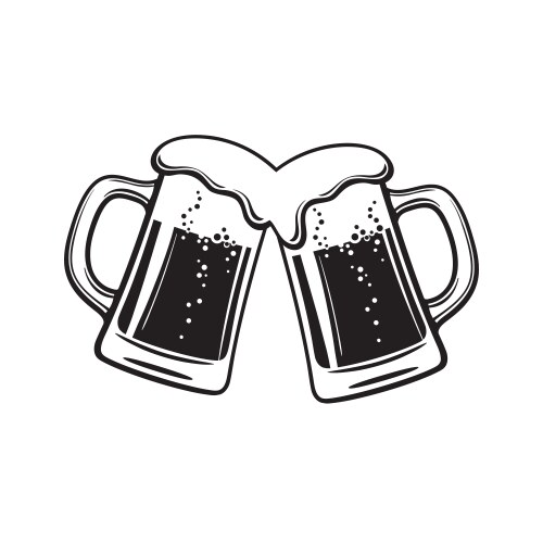 Two toasting beer mugs cheers clinking glass vector image