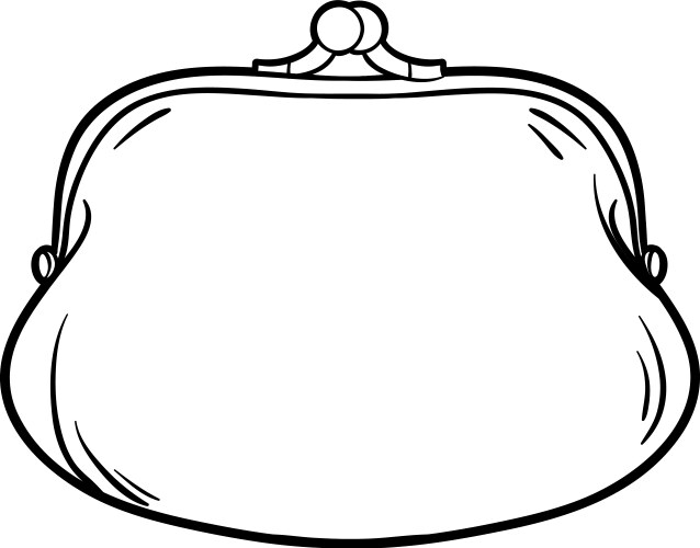 Outline of cartoon glamour coin purse vector image