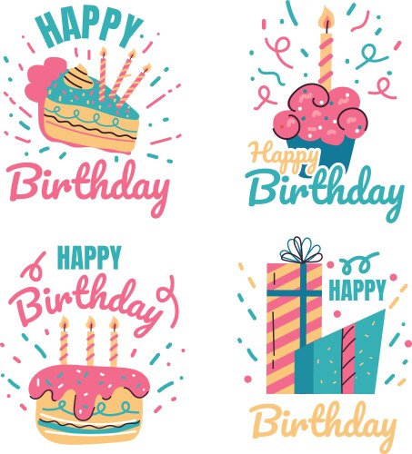 Happy birthday party event celebration label vector image