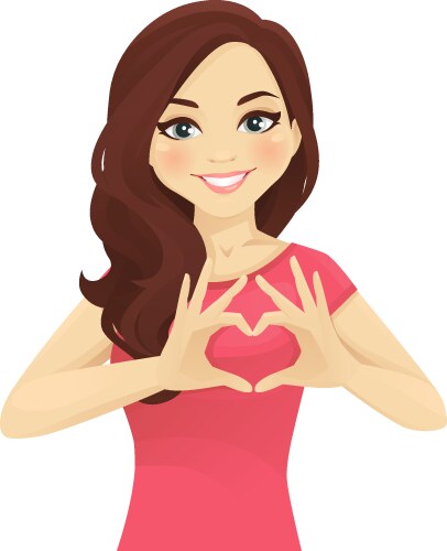 Woman making heart shape with hands vector image