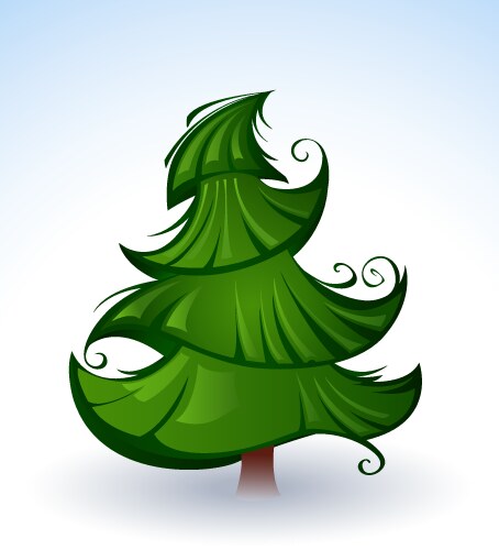 Artistic green christmas tree vector image