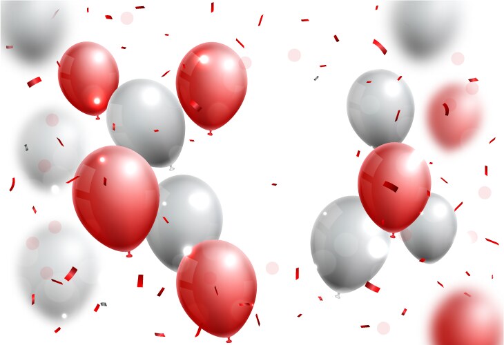 celebrations banner with red and silver balloon vector image