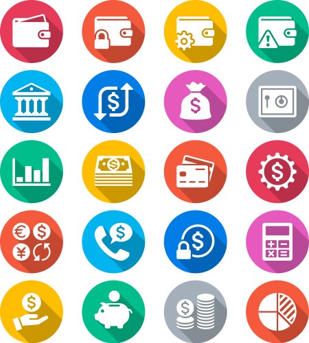 Financial management flat color icons vector image