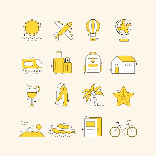 Travel icon collection on white background vector image