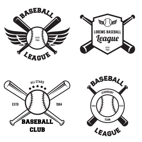 set of baseball sport badge logo design template vector image