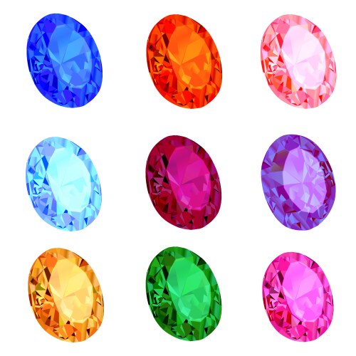 Set of transparent gems on white vector image