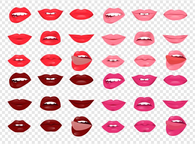 set of glamour lips with different lipstick color vector image