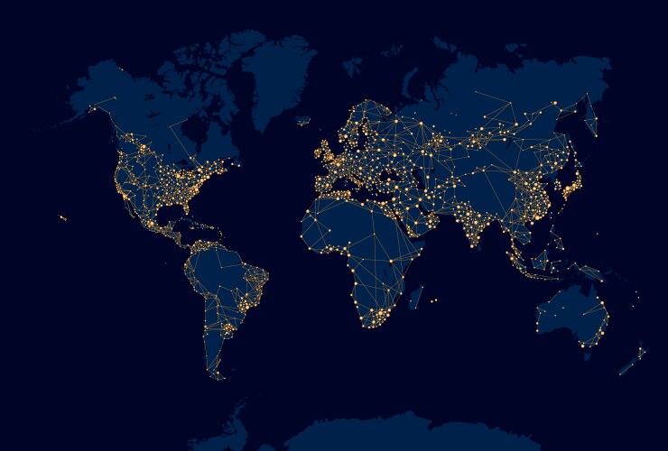 Abstract night world map vector image