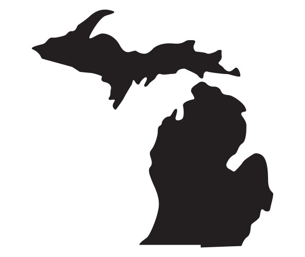 Michigan state map shape simplified silhouette vector image