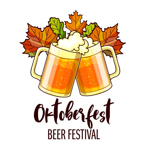 oktoberfest festival cartoon design with glass vector image