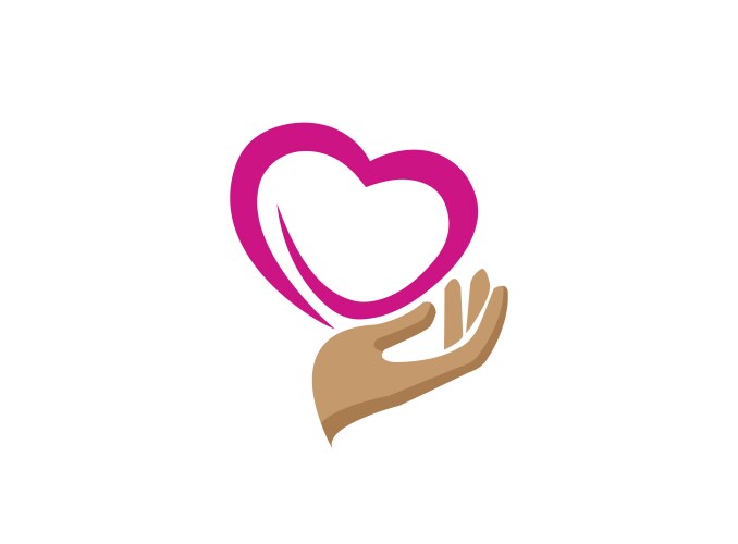 Hand and heart caring human health design vector image