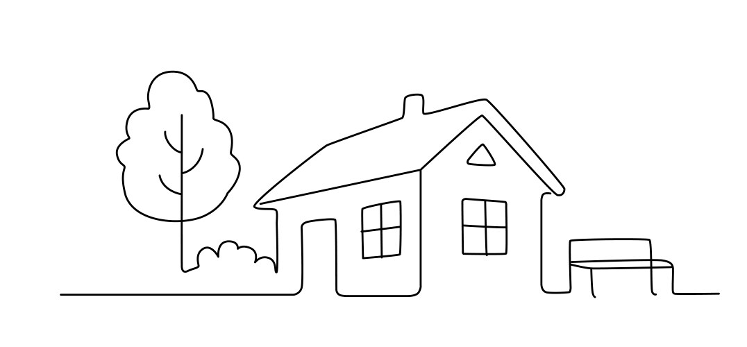 House in line art style drawing home linear vector image