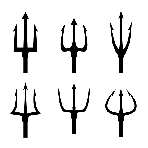 Black trident silhouette set vector image